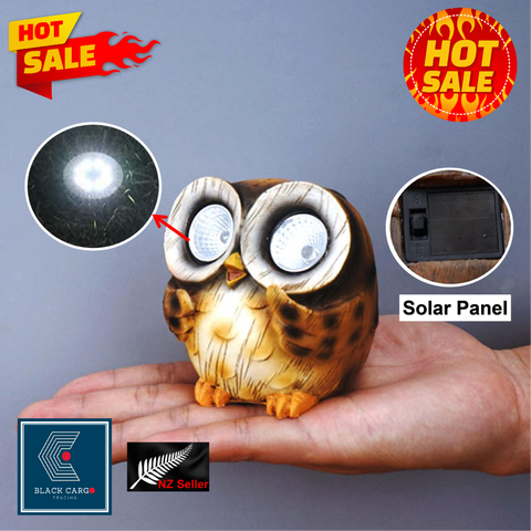 Cute Funny Owl Naughty Gnome Statue for Garden Decoration Solar Powered Light