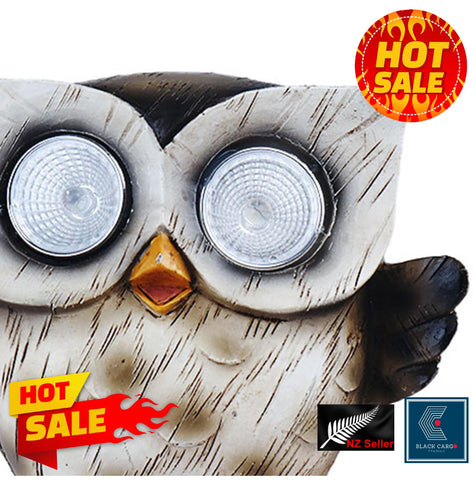 Funny Owl Statue Naughty Bird Garden Decoration with Solar Light Outdoor Décor