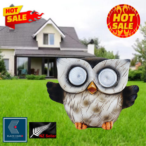 Funny Owl Statue Naughty Bird Garden Decoration with Solar Light Outdoor Décor