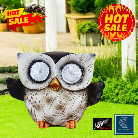 Funny Owl Statue Naughty Bird Garden Decoration with Solar Light Outdoor Décor