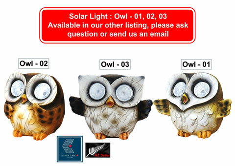 Funny Owl Statue Naughty Bird Garden Decoration with Solar Light Outdoor Décor