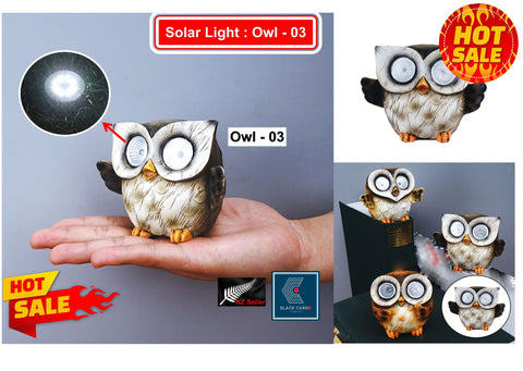 Funny Owl Statue Naughty Bird Garden Decoration with Solar Light Outdoor Décor