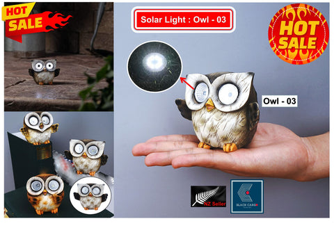 Funny Owl Statue Naughty Bird Garden Decoration with Solar Light Outdoor Décor