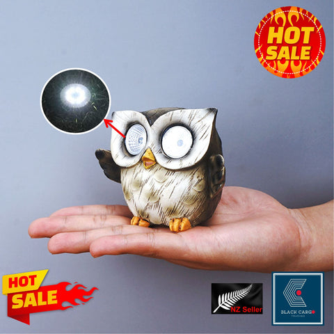 Funny Owl Statue Naughty Bird Garden Decoration with Solar Light Outdoor Décor