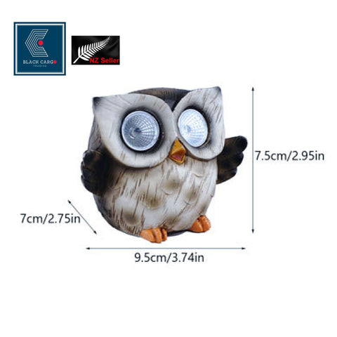 Funny Owl Statue Naughty Bird Garden Decoration with Solar Light Outdoor Décor