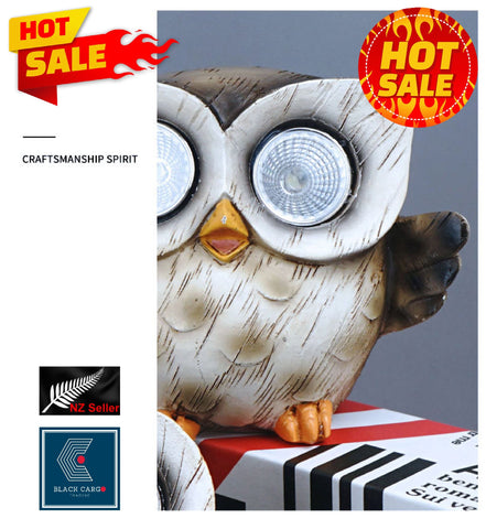 Funny Owl Statue Naughty Bird Garden Decoration with Solar Light Outdoor Décor