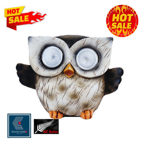 Funny Owl Statue Naughty Bird Garden Decoration with Solar Light Outdoor Décor