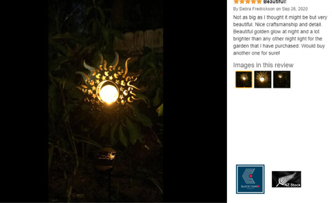 Sun Solar Lights Garden Outdoor Crackle Glass Globe Metal Stake Lights