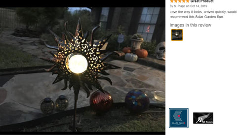 Sun Solar Lights Garden Outdoor Crackle Glass Globe Metal Stake Lights