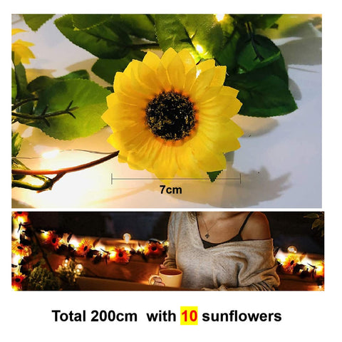 Solar Lights Sunflower Garde Decor String Light with 20 Sunflowers Fairy Lights