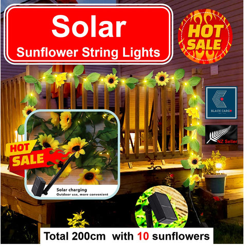 Solar Lights Sunflower Garde Decor String Light with 20 Sunflowers Fairy Lights