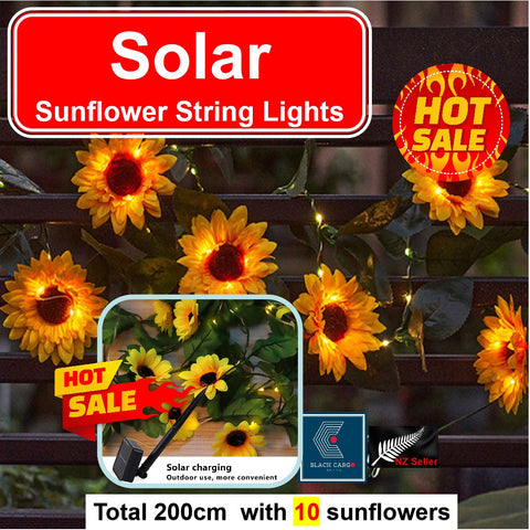 Solar Lights Sunflower Garde Decor String Light with 20 Sunflowers Fairy Lights