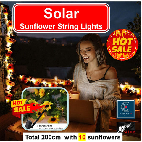 Solar Lights Sunflower Garde Decor String Light with 20 Sunflowers Fairy Lights