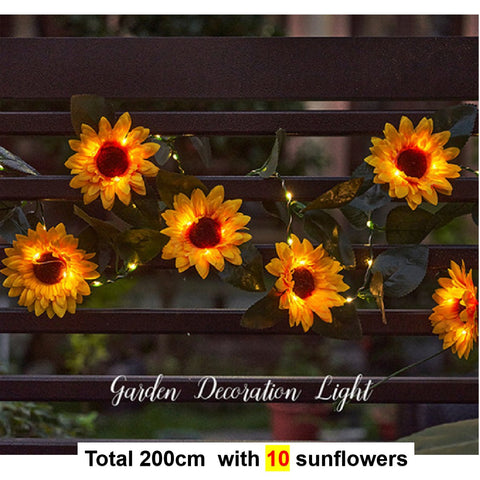 Solar Lights Sunflower Garde Decor String Light with 20 Sunflowers Fairy Lights