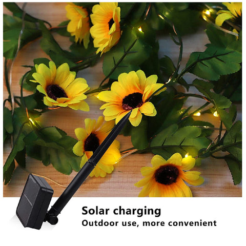 Solar Lights Sunflower Garde Decor String Light with 20 Sunflowers Fairy Lights