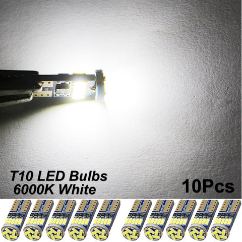 10Pcs Super Bright T10 LED Bulbs Replacement Park Lights 6000K