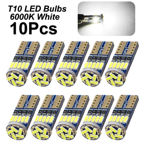 10Pcs Super Bright T10 LED Bulbs Replacement Park Lights 6000K
