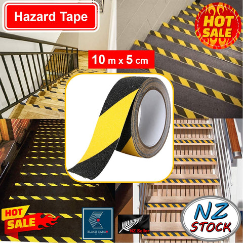 5cm x 10m Anti Slip Safety Grip Tape Yellow & Black Hazard Caution Warning Tape