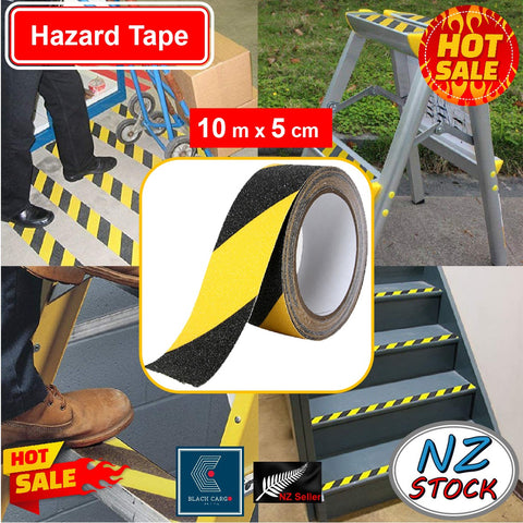 5cm x 10m Anti Slip Safety Grip Tape Yellow & Black Hazard Caution Warning Tape