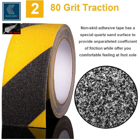 5cm x 10m Anti Slip Safety Grip Tape Yellow & Black Hazard Caution Warning Tape