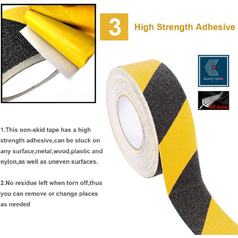 5cm x 10m Anti Slip Safety Grip Tape Yellow & Black Hazard Caution Warning Tape