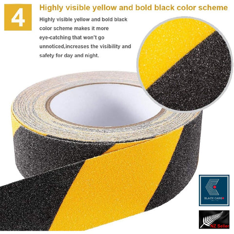 5cm x 10m Anti Slip Safety Grip Tape Yellow & Black Hazard Caution Warning Tape