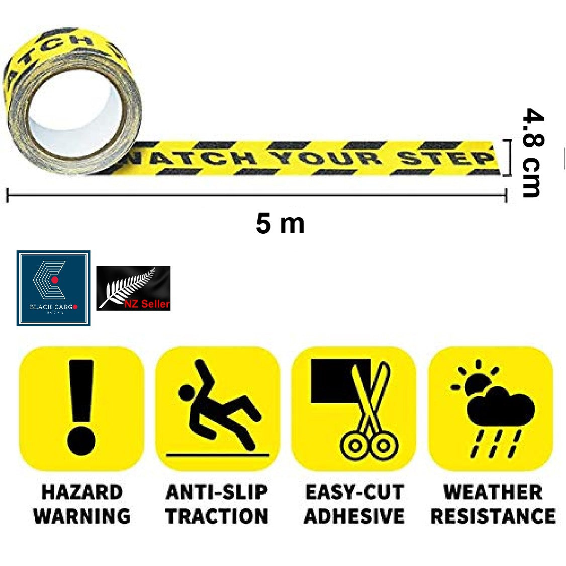 Croc Grip 48mm*500cm XL Watch Your Step Anti-Slip Step Warning Sign St ...
