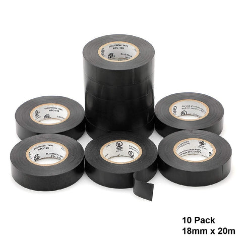 10Pack Electrical Insulation Tape PVC Rubber Tape 18mm x 20m