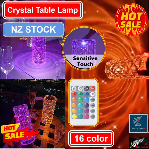 Unique Decorative Crystal lava Bedside Lamp Night Light Table Lamp with Remote