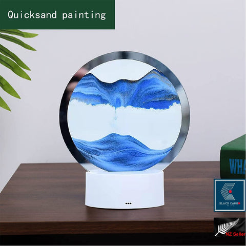 3D Hourglass Deep Sea Sandscape Art Sculpture Glass Modern Figurine Home Decor