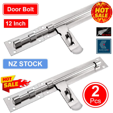 2Pcs 30cm Door Slide Lock Latch Barrel Bolt Hasp Stapler Gate Safety Stainless