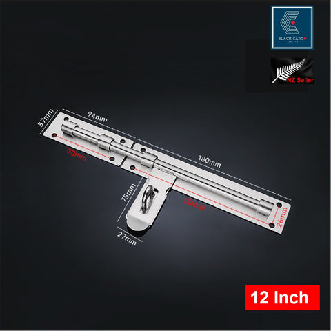 2Pcs 30cm Door Slide Lock Latch Barrel Bolt Hasp Stapler Gate Safety Stainless