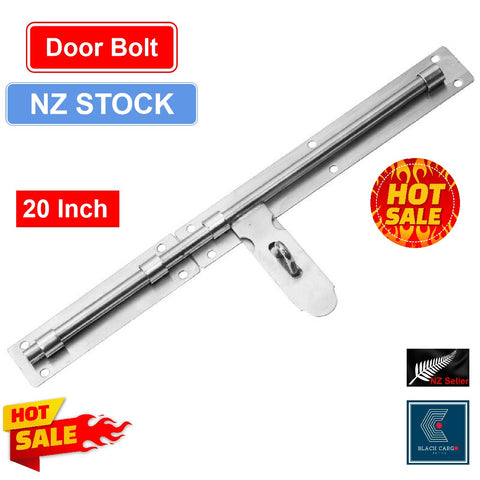 50cm Door Slide Lock Latch Barrel Bolt Hasp Stapler Gate Safety Stainless