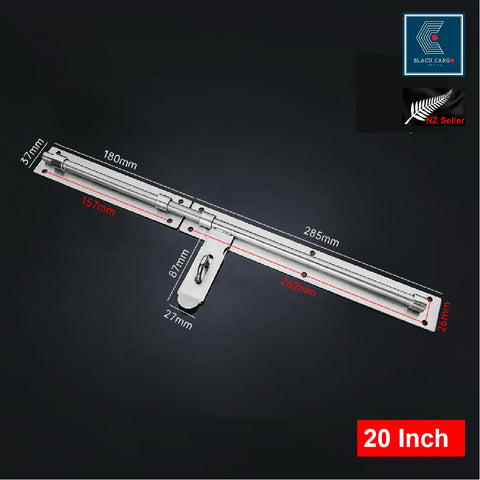 50cm Door Slide Lock Latch Barrel Bolt Hasp Stapler Gate Safety Stainless