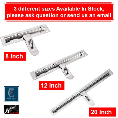 50cm Door Slide Lock Latch Barrel Bolt Hasp Stapler Gate Safety Stainless