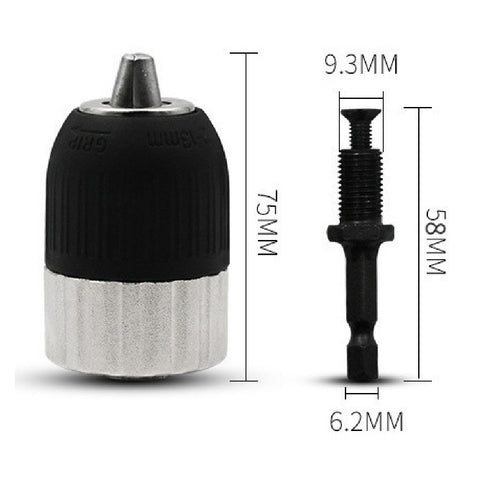 Keyless Drill Chuck Adapter 2-13mm, 1/4-Inch Hex Shank Drill Chuck Adapter Drill Chuck Adapter