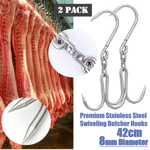 2Pack Premium Butcher Meat Hooks Stainless Steel 42cm