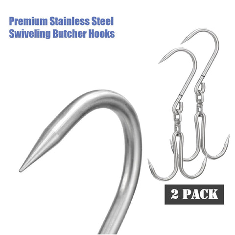 2Pack Premium Butcher Meat Hooks Stainless Steel 42cm
