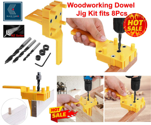 8Pcs Woodworking Dowel Jig Set Wood Dowel Drill Bit Straight Hole Set