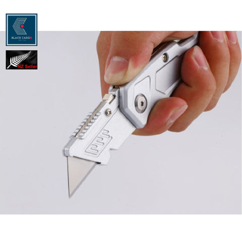 Retractable Aluminum Utility Knife with 10Pcs SK5 Sharp Blades Safety Cutter