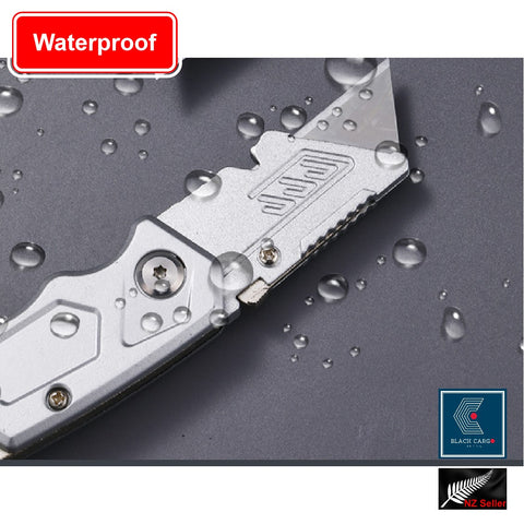 Retractable Aluminum Utility Knife with 10Pcs SK5 Sharp Blades Safety Cutter