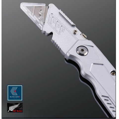 Retractable Aluminum Utility Knife with 10Pcs SK5 Sharp Blades Safety Cutter