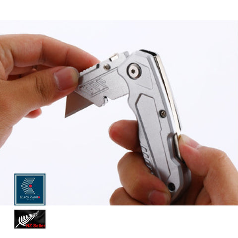 Retractable Aluminum Utility Knife with 10Pcs SK5 Sharp Blades Safety Cutter