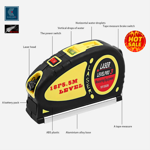 Cross Line Laser Tool with 550cm Tape Measure