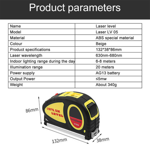 Cross Line Laser Tool with 550cm Tape Measure