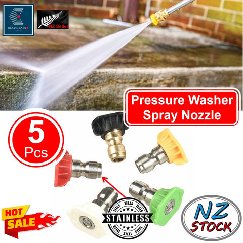 5Pcs Pressure Washer Spray Nozzle Tips Multiple Degrees 1/4 inch