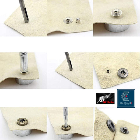 11pcs Leather Snap Rivet Setter Eyelet Punch Hole DIY Leather Crafts Tools