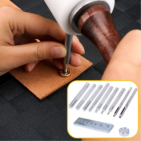 11pcs Leather Snap Rivet Setter Eyelet Punch Hole DIY Leather Crafts Tools