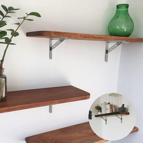 2pack 150mm Solid Floating Shelves Wall Hanging Shelves Stainless Steel Brackets