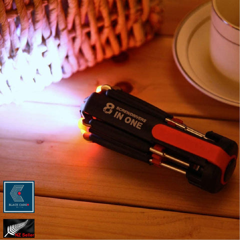 Universal Pocket Multifunction Folding Screwdriver Tools Set T4-15 LED torch